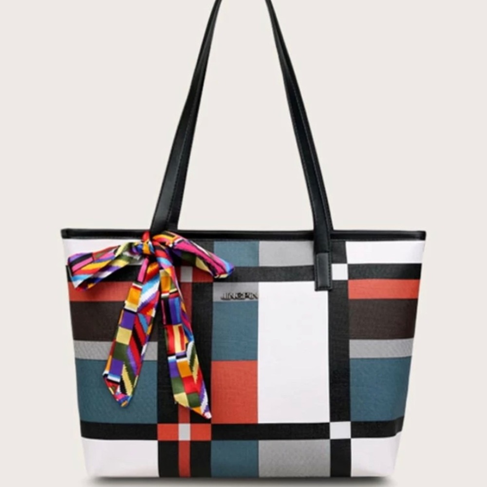 Twilly Scarf Decor Geometric Print Tote Bag